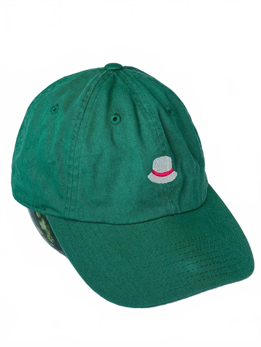 American Needle Green Dad Hat Embroidered White Hat Red Band Logo Adjustable Cap